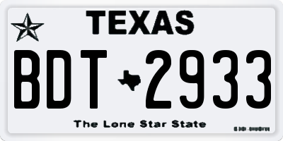 TX license plate BDT2933
