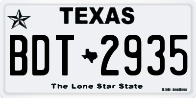 TX license plate BDT2935