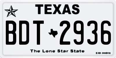 TX license plate BDT2936