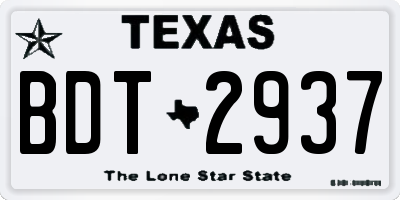 TX license plate BDT2937