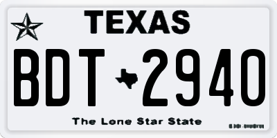 TX license plate BDT2940