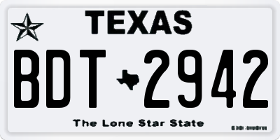 TX license plate BDT2942