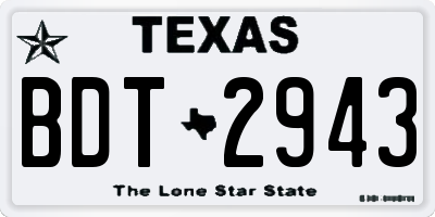TX license plate BDT2943