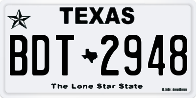 TX license plate BDT2948