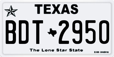 TX license plate BDT2950