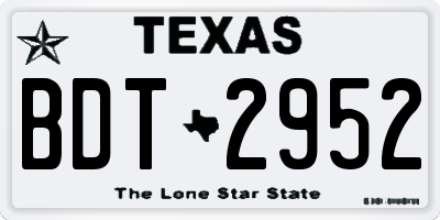 TX license plate BDT2952