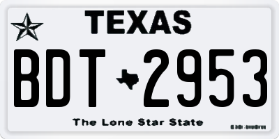 TX license plate BDT2953