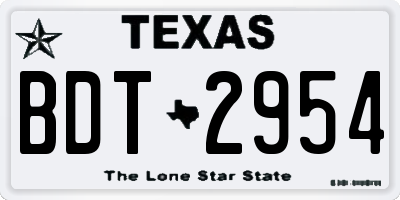 TX license plate BDT2954