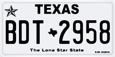 TX license plate BDT2958
