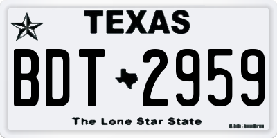 TX license plate BDT2959
