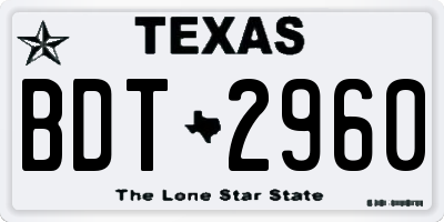 TX license plate BDT2960