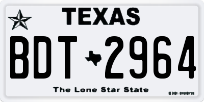TX license plate BDT2964