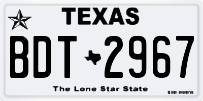 TX license plate BDT2967