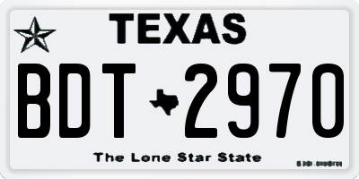 TX license plate BDT2970