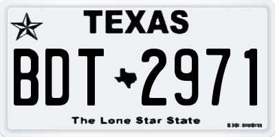 TX license plate BDT2971