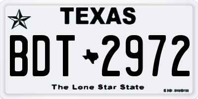 TX license plate BDT2972