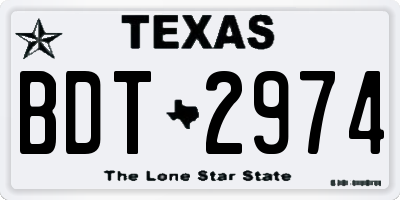 TX license plate BDT2974