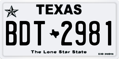 TX license plate BDT2981