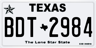 TX license plate BDT2984