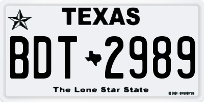 TX license plate BDT2989