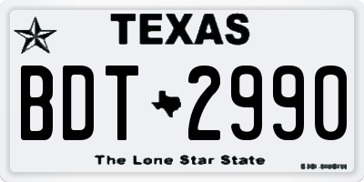 TX license plate BDT2990