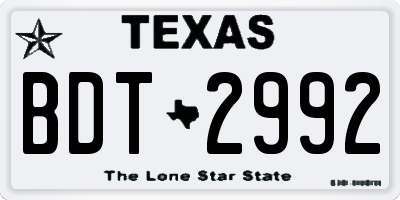 TX license plate BDT2992
