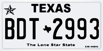 TX license plate BDT2993