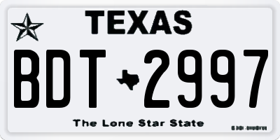 TX license plate BDT2997