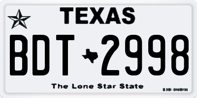 TX license plate BDT2998