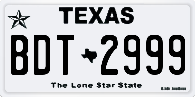 TX license plate BDT2999