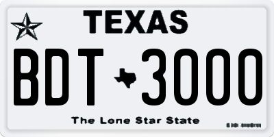 TX license plate BDT3000
