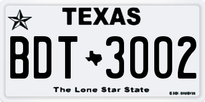 TX license plate BDT3002