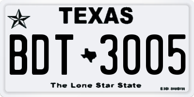 TX license plate BDT3005