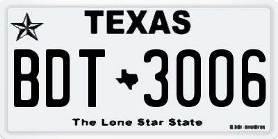 TX license plate BDT3006
