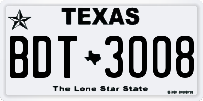 TX license plate BDT3008