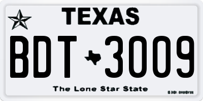 TX license plate BDT3009