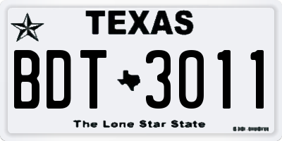 TX license plate BDT3011