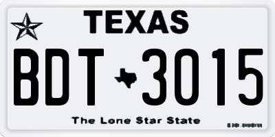 TX license plate BDT3015