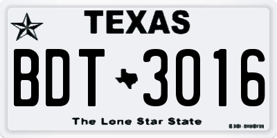 TX license plate BDT3016
