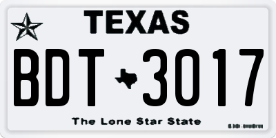 TX license plate BDT3017