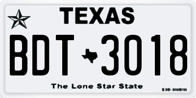 TX license plate BDT3018