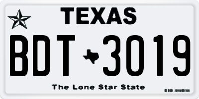 TX license plate BDT3019