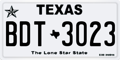 TX license plate BDT3023