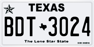 TX license plate BDT3024