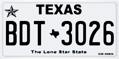 TX license plate BDT3026