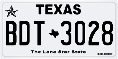 TX license plate BDT3028