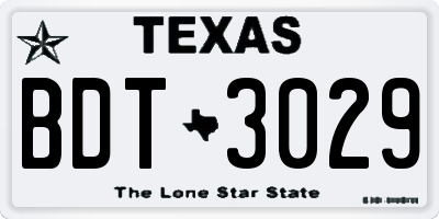 TX license plate BDT3029