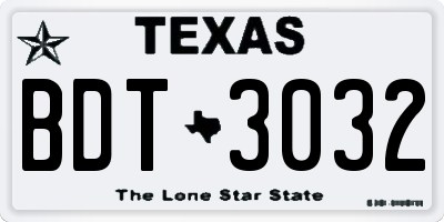 TX license plate BDT3032