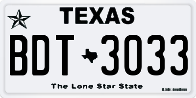 TX license plate BDT3033
