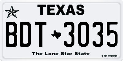 TX license plate BDT3035
